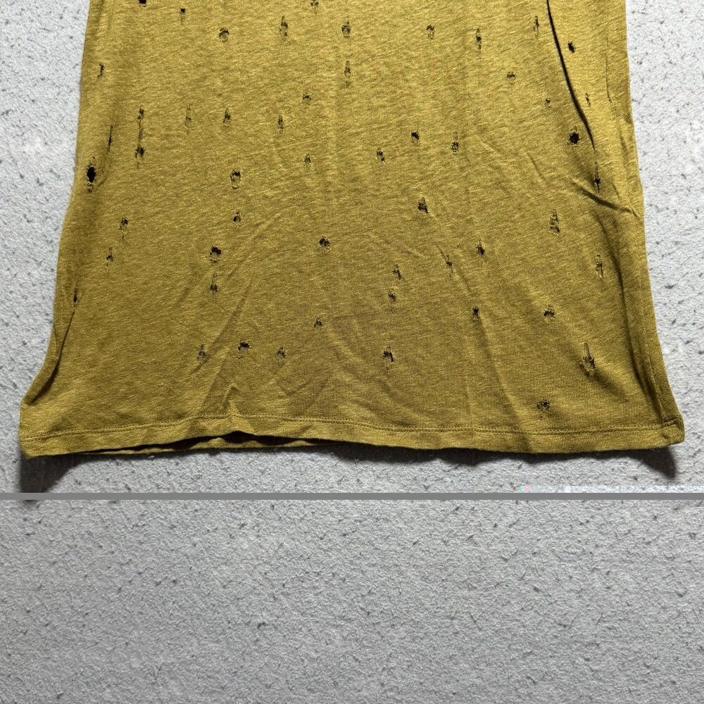 Iro Distressed Tee T-Shirt Women's Small Army Green Clay Linen Short Sleeve Top - Picture 4 of 10